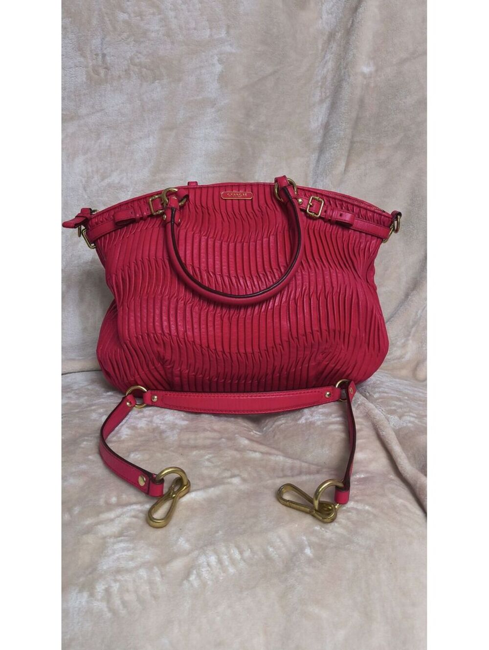 49. Coach 2013 Madison Gathered Leather Lindsey Satchel